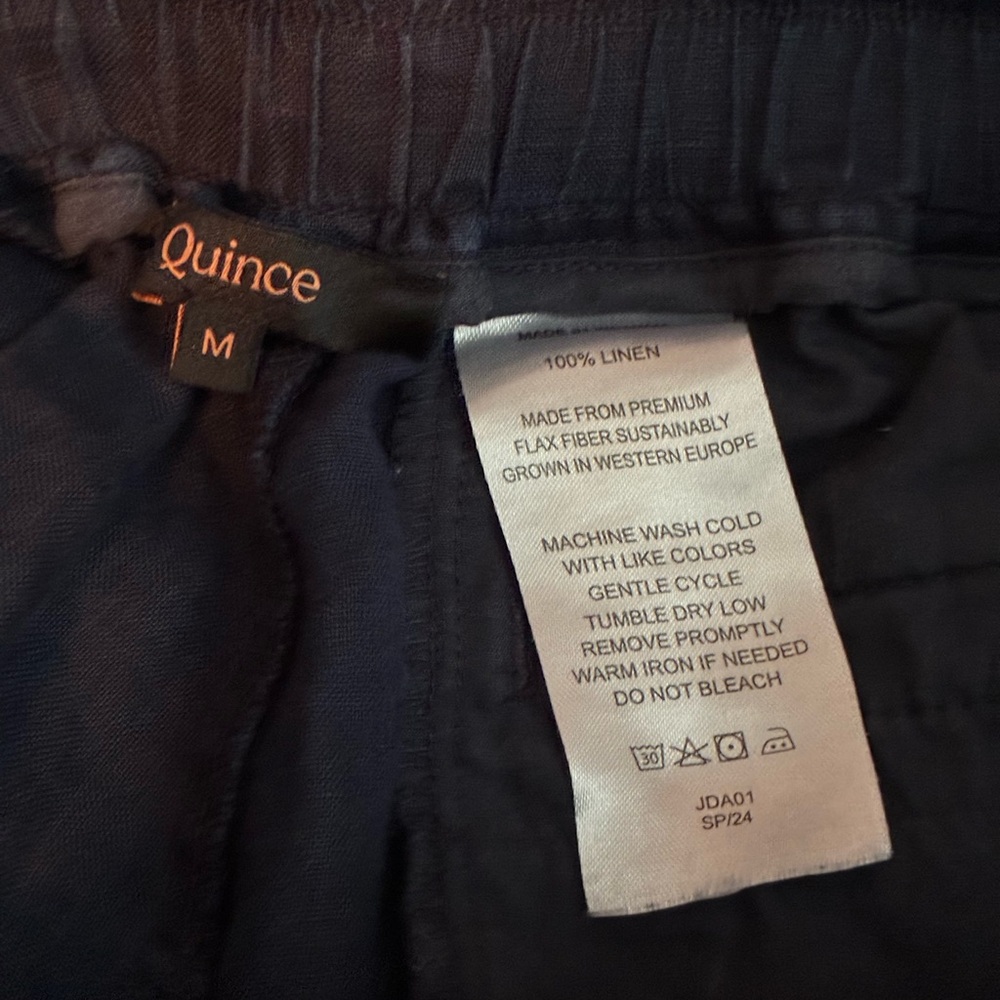 Quince Navy Linen Wide Leg Pants - Picture 6 of 6